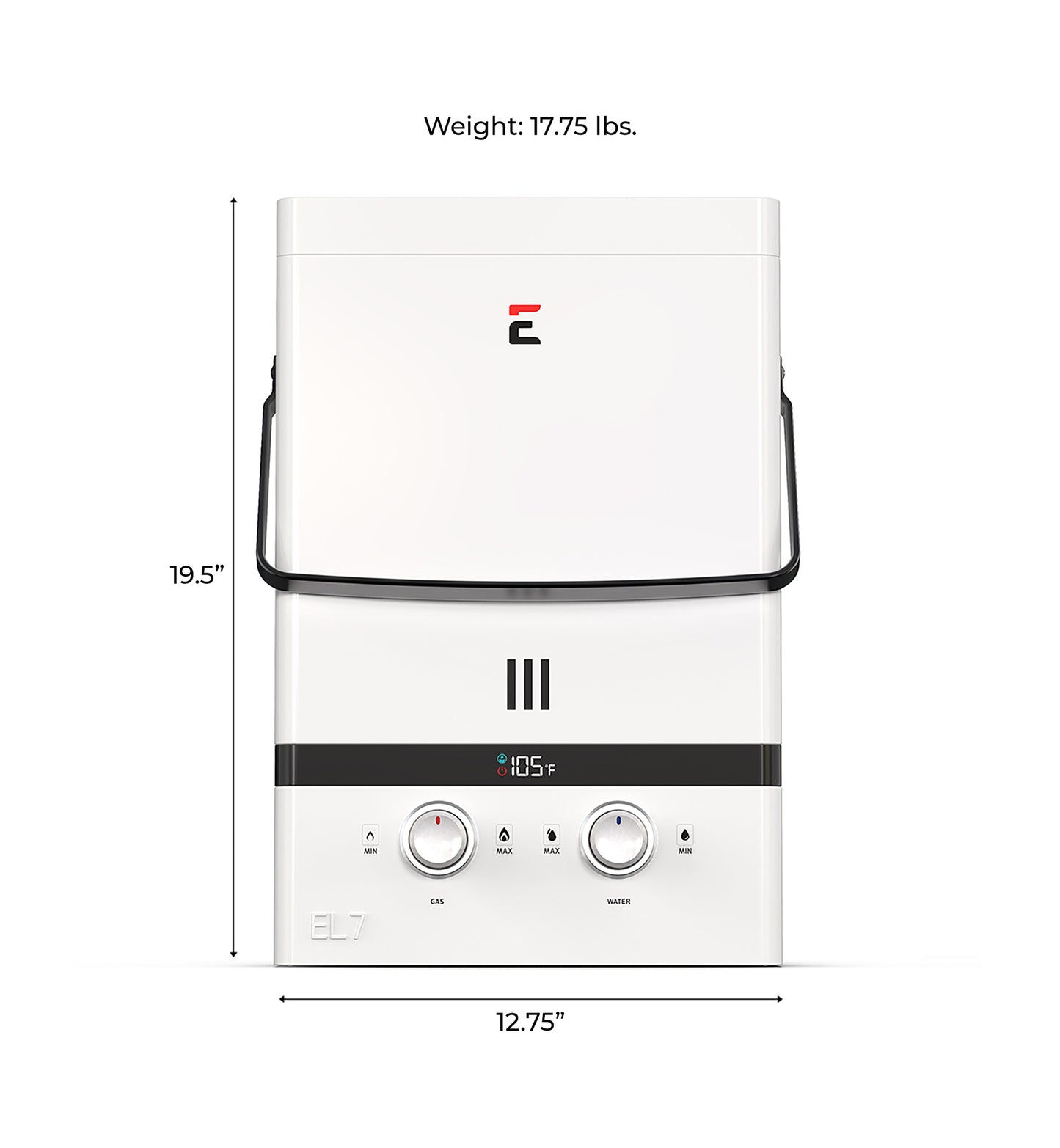 Eccotemp Luxe EL7 Outdoor Portable Tankless Water Heater DIMENSIONS