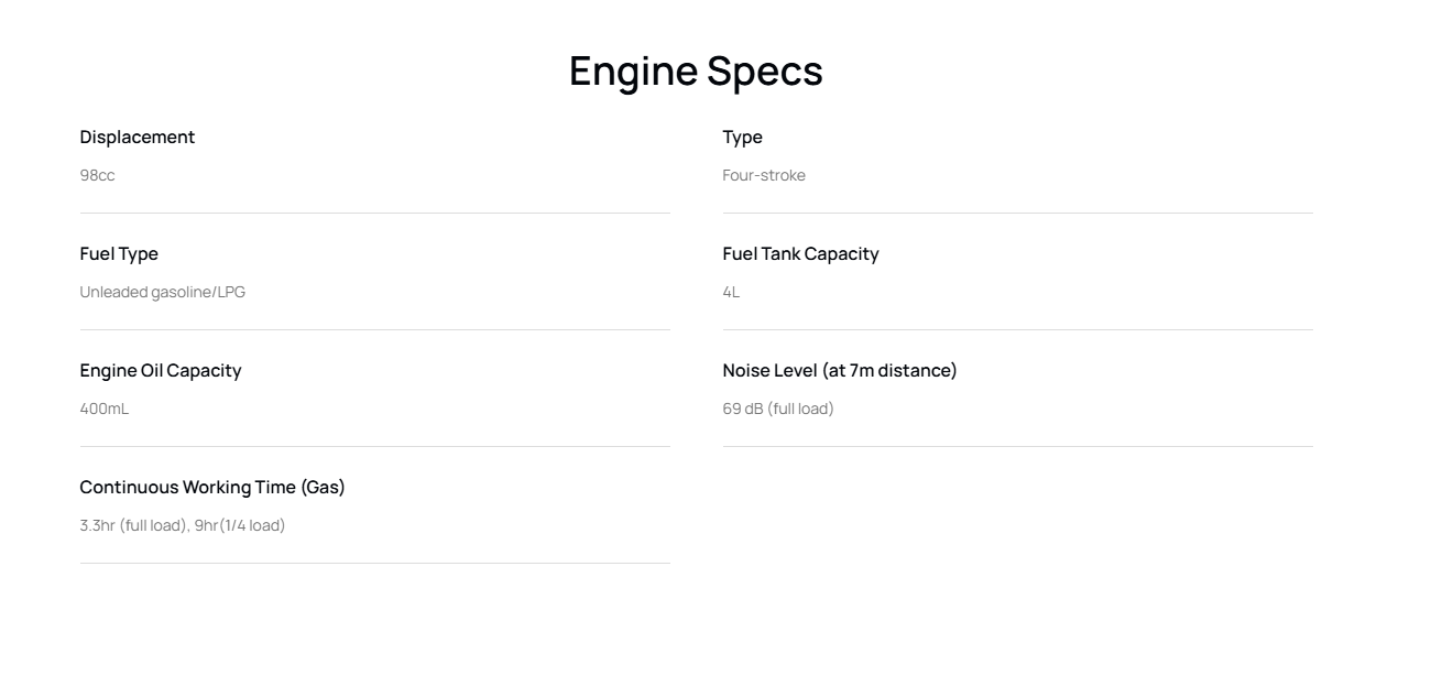EcoFlow Smart Generator 3000 Spec