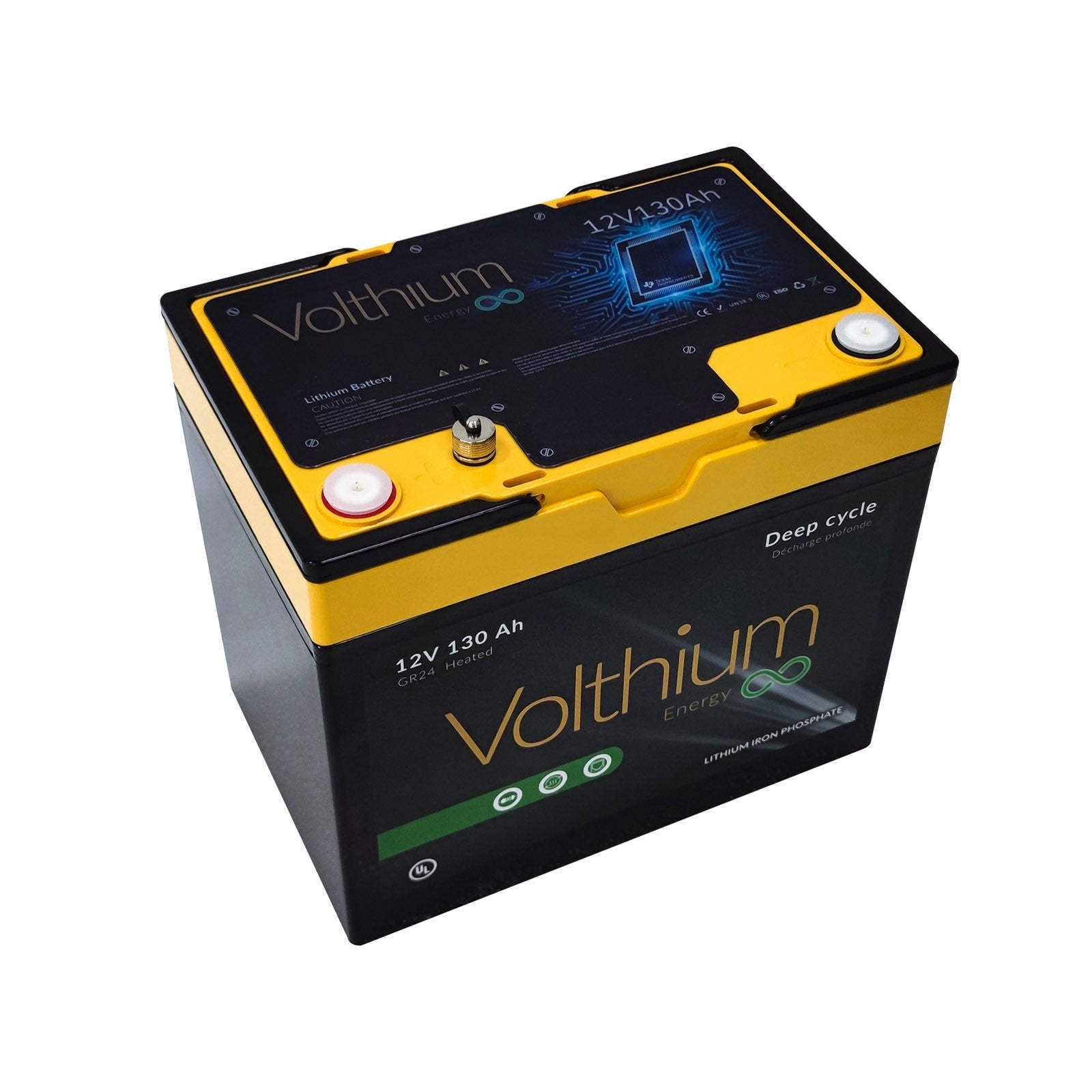 Volthium 12V 130AH Battery SELF-HEATING angle