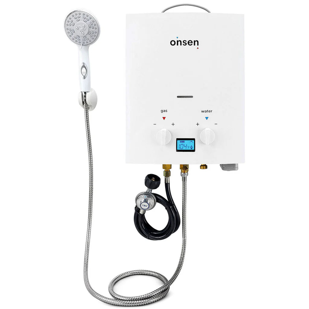 Onsen 5L Outdoor Propane Portable Tankless Water Heater 1.3 Gal/Min 32K BTU