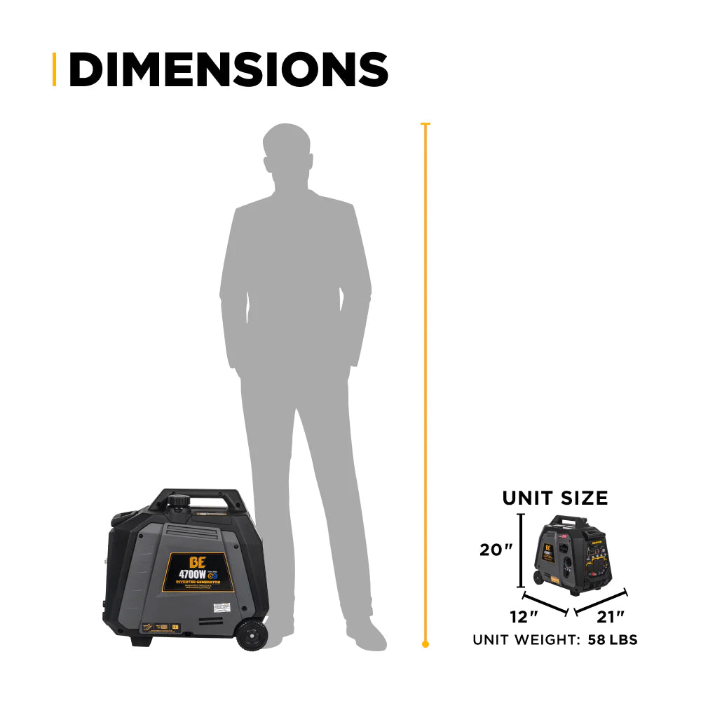 BE Power 4,700W Dual-Fuel Digital Inverter Generator