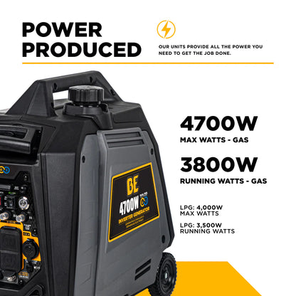 BE Power 4,700W Dual-Fuel Digital Inverter Generator
