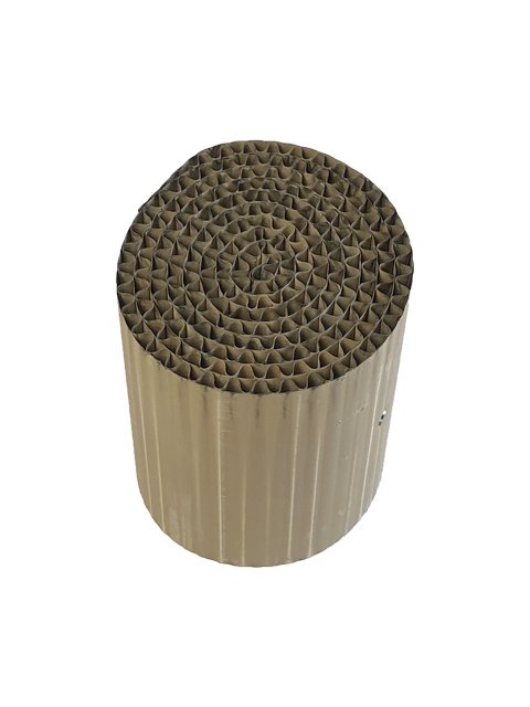 Cardboard tube with textured surface on a white background