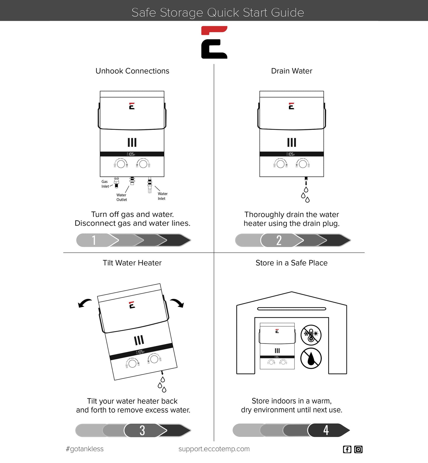 Eccotemp Luxe 3.0GPM Portable Outdoor Tankless Water Heater