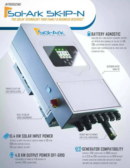 Sol-Ark 5K 120V All-In-One Inverter/Charger (Free Shipping *excludes remote locations*)