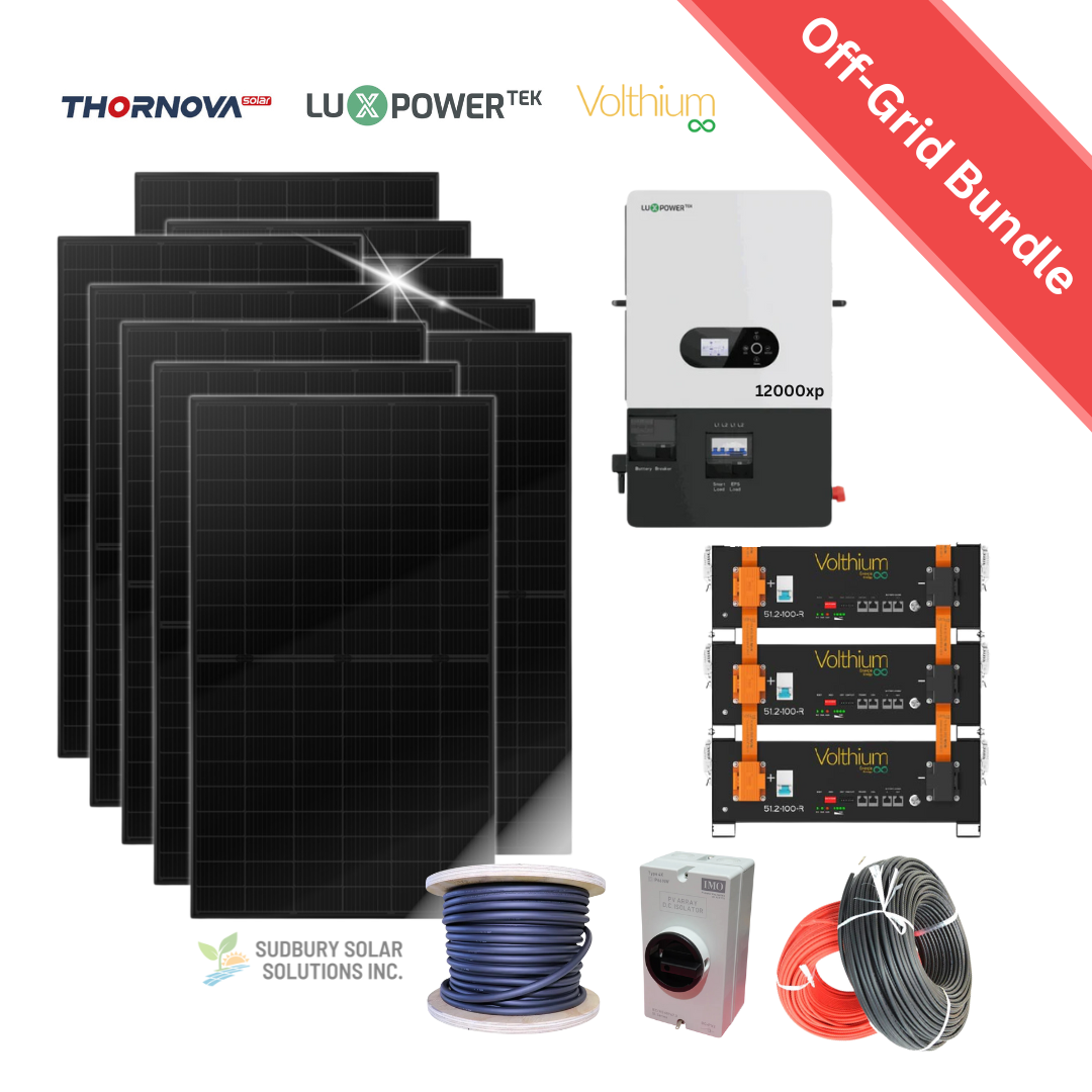 LuxPower 12000xp Split Phase | Volthium Battery | 500W Thornova Solar Panel | Accessories | Off-Grid Solar Bundle