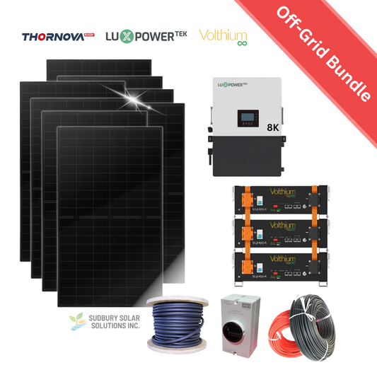 LuxPower 8k | Volthium Battery | 500W Thornova Solar Panel | Accessories | Off-Grid Solar Bundle