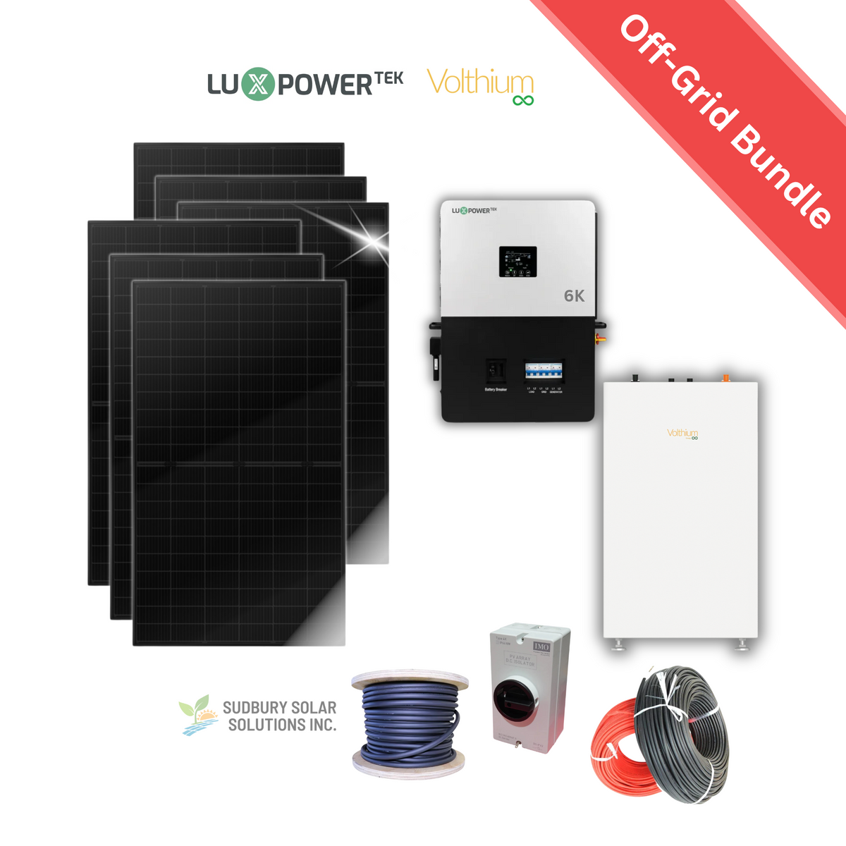LuxpowerTek 6k | Volthium Wallmount 314Ah | 500W Solar Panel | Accessories | Off-Grid Solar Bundle