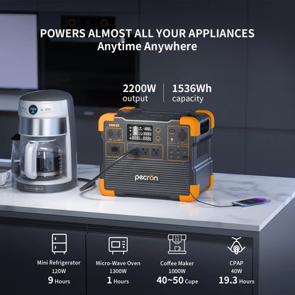 PECRON E1500LFP Expandable Portable Power Station | 2200W, 1536Wh