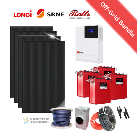 SRNE 24V 3000W | Surrette Battery | 400W Solar Panel | Accessories | Off-Grid Solar Bundle