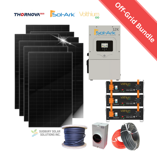 Sol-Ark 12k | Volthium Battery | 500W Thornova Solar Panel | Accessories | Off-Grid Solar Bundle