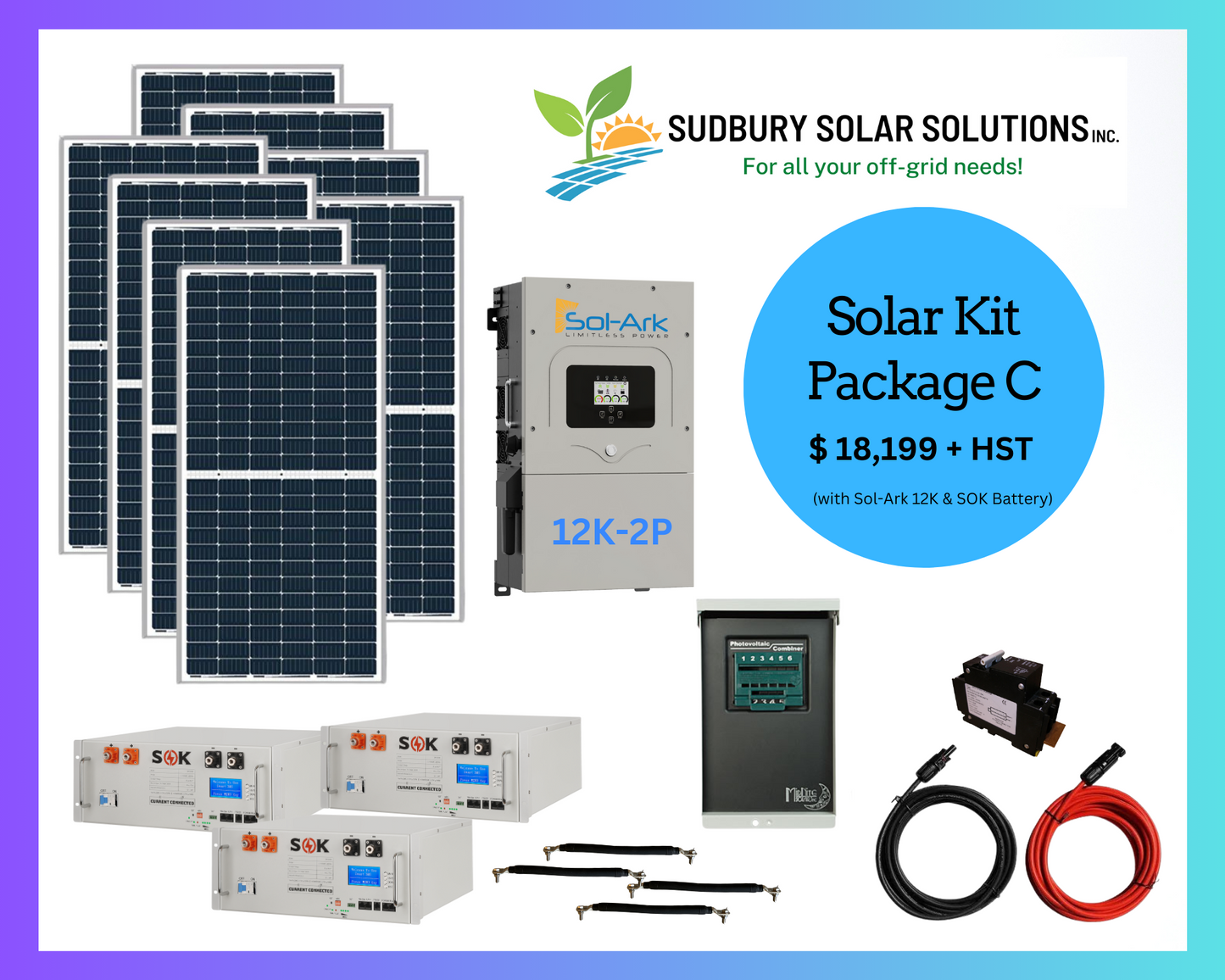 Solar Kit Package C (with Sol-Ark 12K upgrade + SOK Battery)