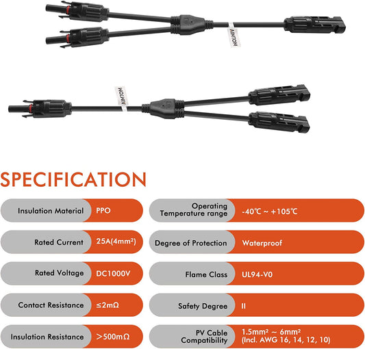 Solar Panel Parallel Connectors Spec
