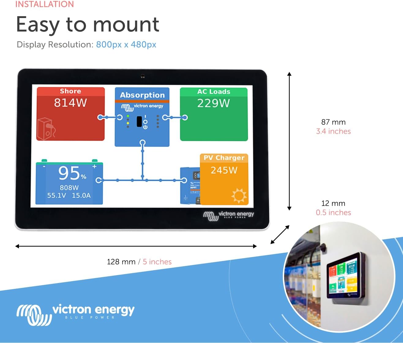 Victron Energy GX Touch 50 instal