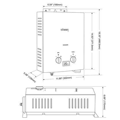 Onsen 5L Outdoor Propane Portable Tankless Water Heater 1.3 Gal/Min 32K BTU