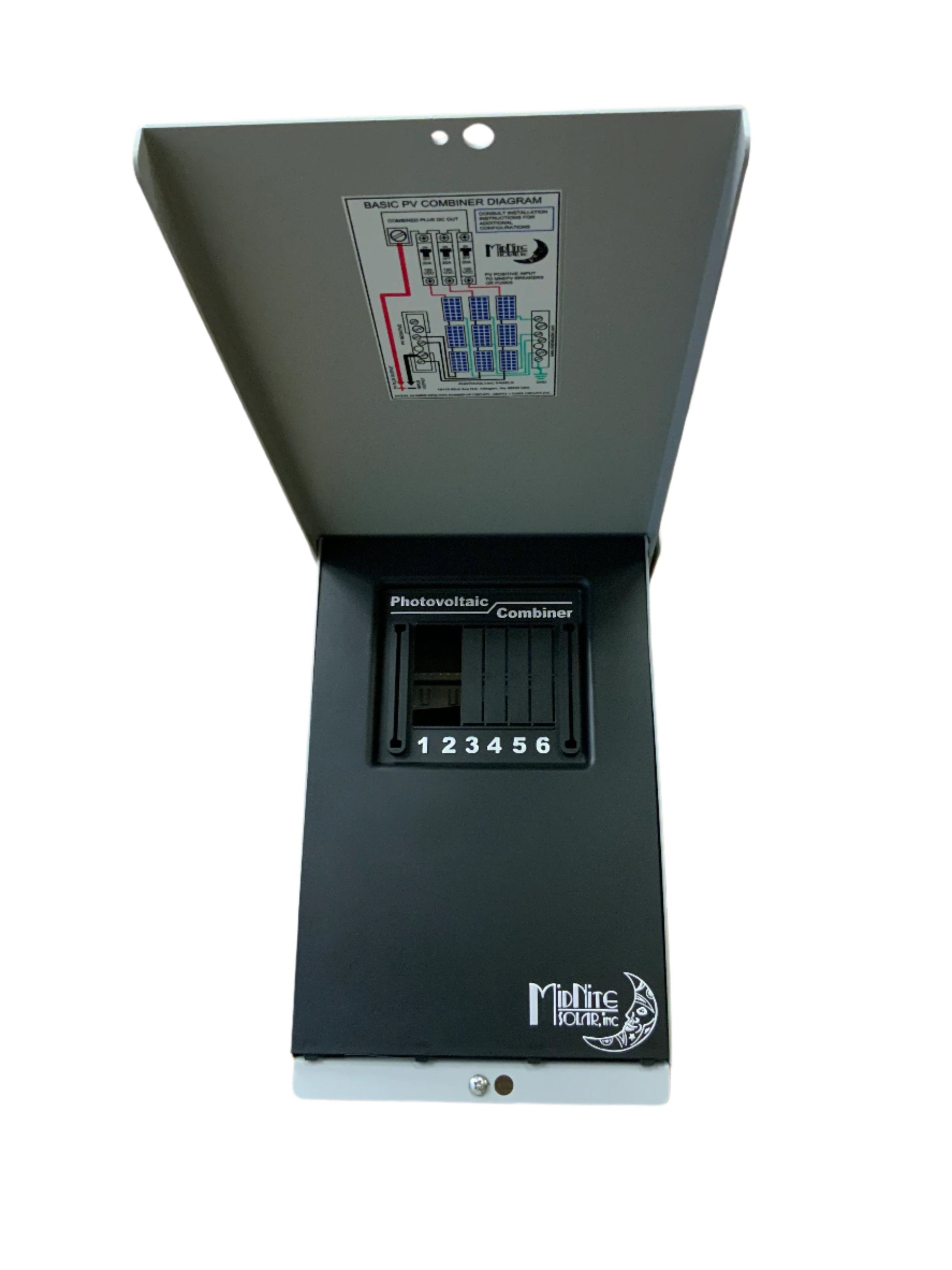 MidNite 6 Circuit Array Combiner Box open