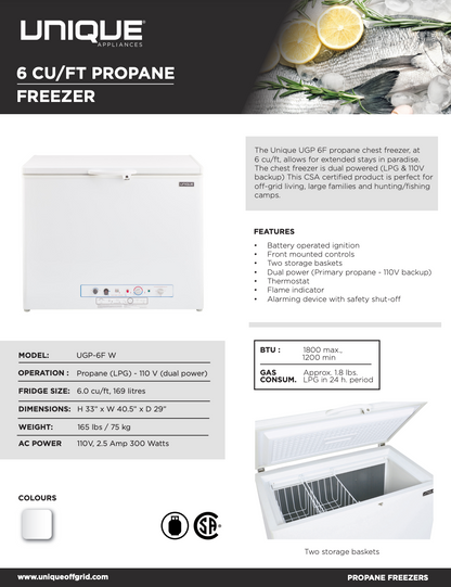 Unique Off-Grid 6 cu. ft. Propane Freezer