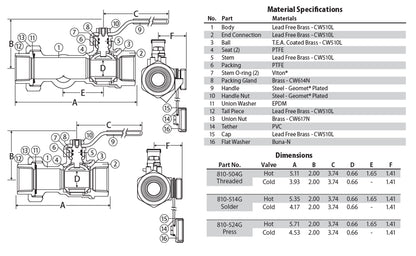 3/4" Service Valve Set (Lead Free)